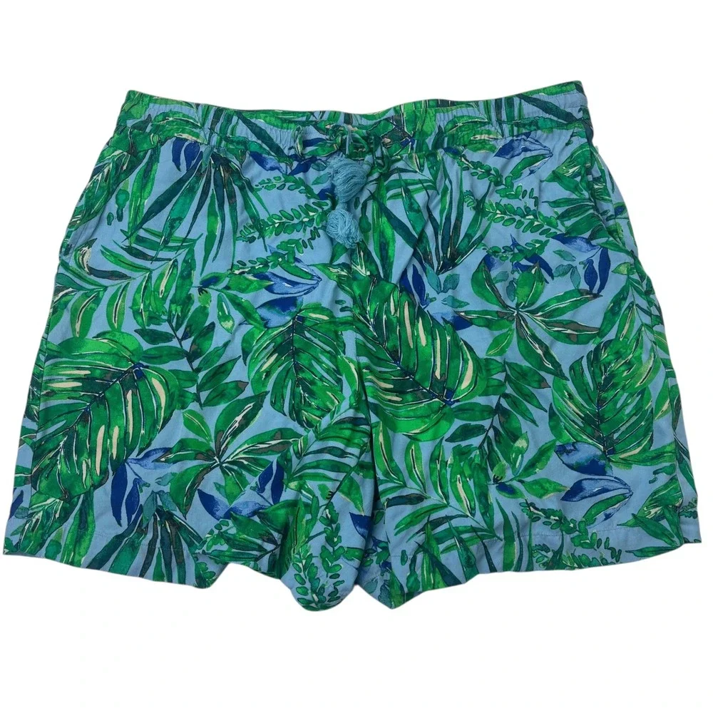 J.Jill Womens Medium Petite MP Tropical Leaf Print Rayon Drawstring Shorts‎ - Picture 15 of 16